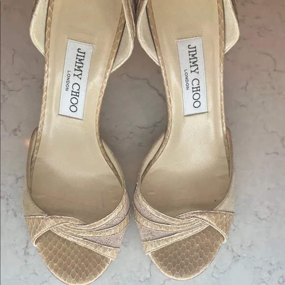 Jimmy Choo Nude Snakeskin Heels - Picture 8 of 8